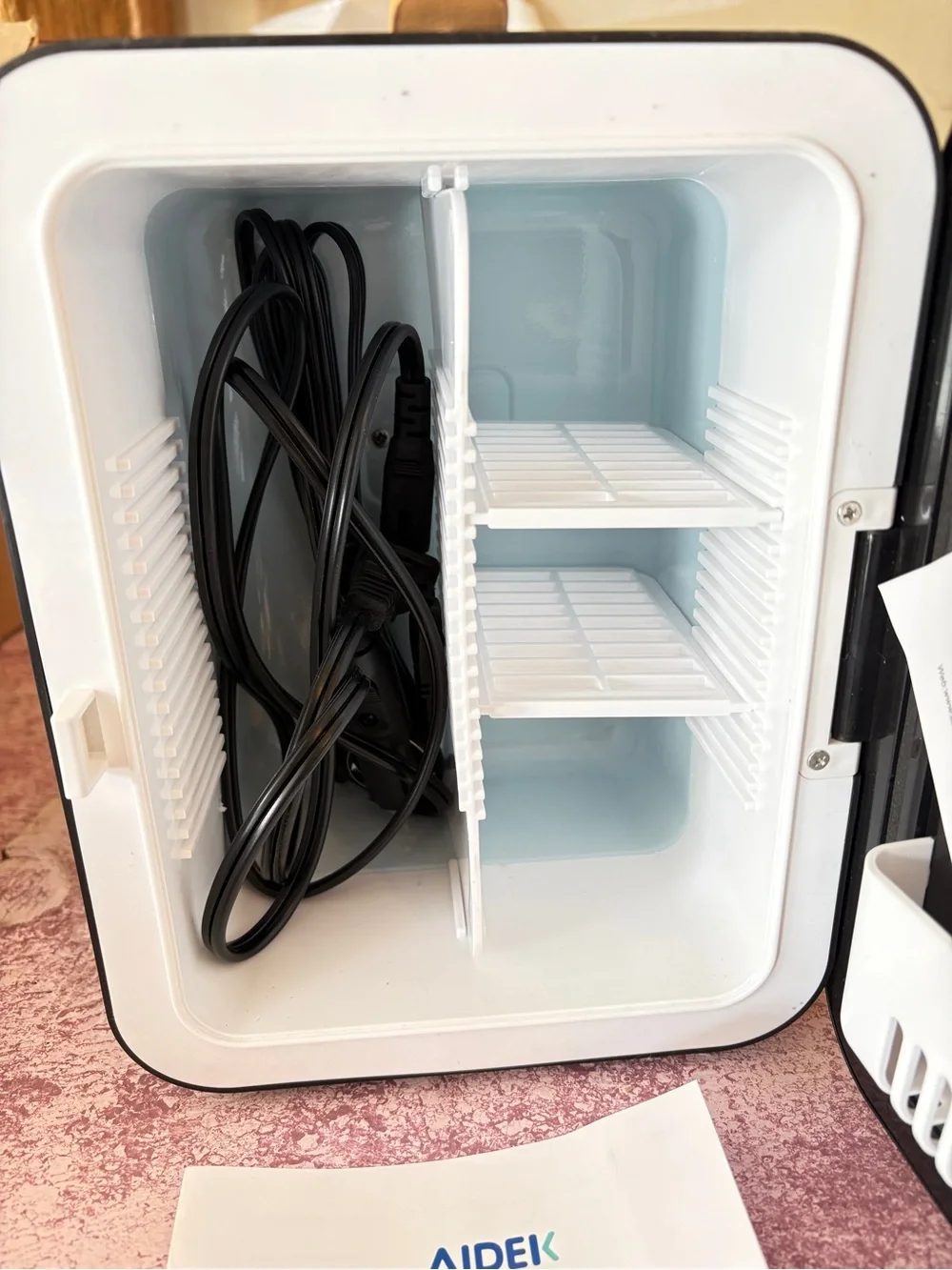 Black Mini Fridge Makeup Organizer – Compact Cosmetic Storage